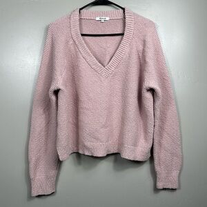MadewellArden V-Neck Crop Pullover Sweater Wisteria Dove Pink Size XL